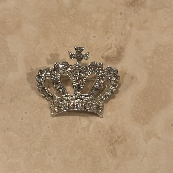 Brand New Princess Queen Crown Tiara Cross Brooch Clear Rhinestone. - Picture 5 of 5